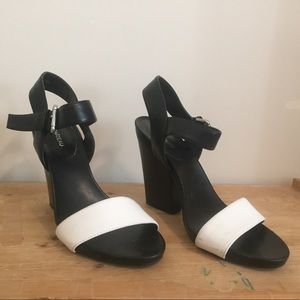 Black and white heels